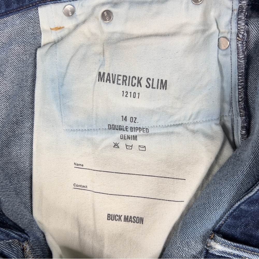 Buck Mason Maverick Slim Jeans Men's 34x28 Double Dipped Denim Medium Wash - Picture 7 of 12
